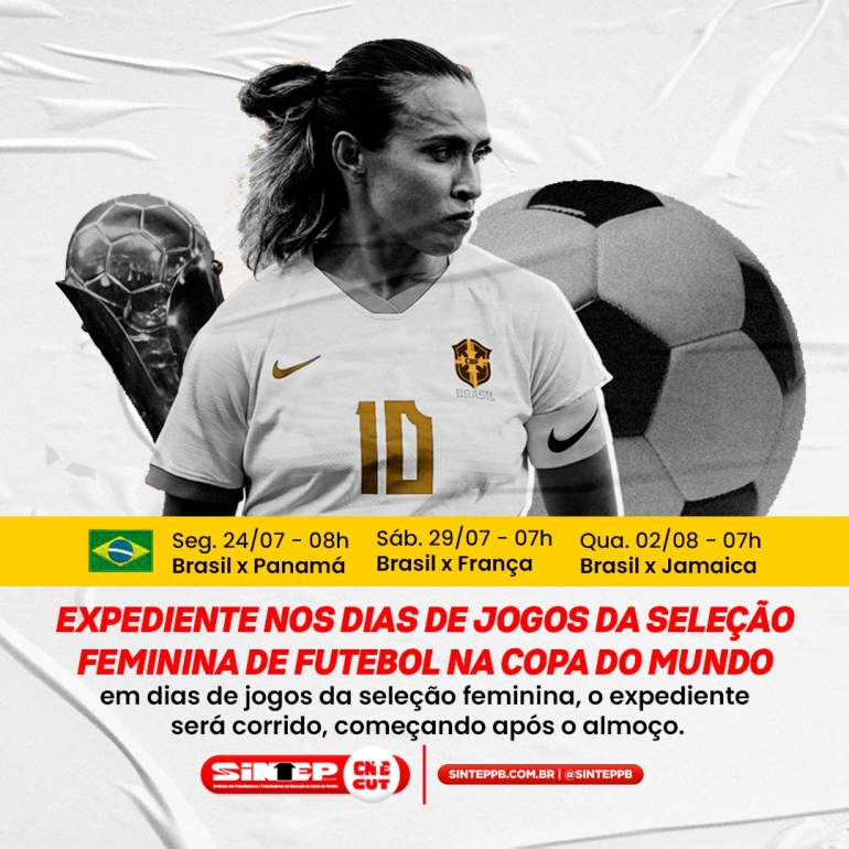 Portaria estabelece orientações do expediente nos dias de jogos da Seleção  Brasileira de Futebol na Copa do Mundo Feminina da FIFA 2023.